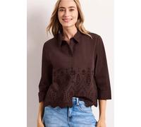 Hemdbluse STREET ONE, Damen, Gr. 46, espresso braun, Web, 100% Baumwolle, unifarben, klassisch normal, V-Ausschnitt, Manschette, Blusen Hemdbluse, mit 3/4 Ärmeln (71183407-46) espresso braun