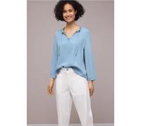 Street One Frauen 3/4-Arm Bluse mit Split Neck im Denim-Look in Blau, Gr: 34