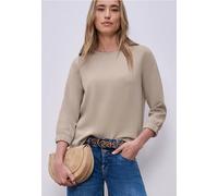 3/4-Arm-Shirt STREET ONE, Damen, Gr. 38, morning beige, Stoff, 46% Modal, 46% Polyester, 8% Elasthan, unifarben, normal normal, Rundhals, elastischer Bund, Shirts 3/4-Arm-Shirt, im Silk Look (45293836
