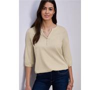 Street One Frauen 3/4-Arm Shirt mit Split Neck und Knöpfen in Beige, Gr: 36