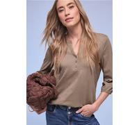 Tunikashirt STREET ONE, Damen, Gr. 38, light terra mocha, Web, 100% Baumwolle, unifarben, comfort fit normal, Rundhals, elastischer Bund, Shirts, mit 3/4 Ärmeln (23975209-38) light terra mocha