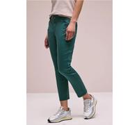 Street One Frauen 7/8 Slim Leg Hose im Satin-Look in Grün, Gr: 46