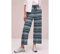 Street One Frauen 7/8 Wide Leg Hose mit Zick-Zack Muster in Grün, Gr: 40