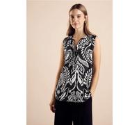 Street One Frauen Ärmellose Bluse mit Print in Schwarz, Gr: 38