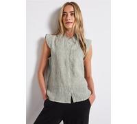 Street One Frauen Ärmellose Leinenbluse in Grün, Gr: 38