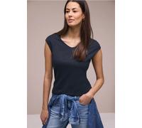 Street One Frauen Ärmelloses Shirt mit Diamantausschnitt in Blau, Gr: 38