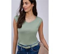 Street One Frauen Ärmelloses Shirt mit Diamantausschnitt in Grün, Gr: 40
