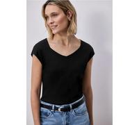 Street One Frauen Ärmelloses Shirt mit Diamantausschnitt in Schwarz, Gr: 40