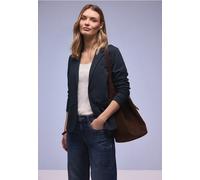 Sweatblazer STREET ONE, Damen, Gr. 34, shadowed navy, Jersey, 93% Baumwolle, 7% Elasthan, unifarben, normal normal, V-Ausschnitt, abgesteppt, Blazer, im soften Baumwoll-Mix (83861014-34) shadowed navy