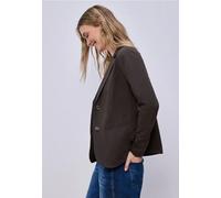 Sweatblazer STREET ONE, Damen, Gr. 36, espresso braun, Jersey, 93% Baumwolle, 7% Elasthan, unifarben, normal normal, V-Ausschnitt, abgesteppt, Blazer, im soften Baumwoll-Mix (57675919-36) espresso bra