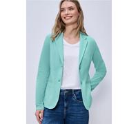 Sweatblazer STREET ONE, Damen, Gr. 38, misty mint, Jersey, 93% Baumwolle, 7% Elasthan, unifarben, normal normal, V-Ausschnitt, abgesteppt, Blazer, im soften Baumwoll-Mix (33534536-38) misty mint