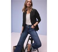 Sweatblazer STREET ONE, Damen, Gr. 46, schwarz, Jersey, 93% Baumwolle, 7% Elasthan, unifarben, normal normal, V-Ausschnitt, abgesteppt, Blazer, im soften Baumwoll-Mix (55368322-46) schwarz