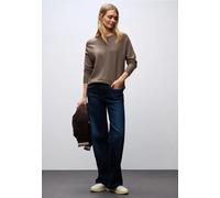 Rundhalspullover STREET ONE, Damen, Gr. 38, silk braun meliert, Stoff, 30% Polyester, 29% Polyacryl, 21% Viskose, 20% Nylon, unifarben, normal normal, U-Boot-Ausschnitt, Pullover, aus Feinstrick (6647