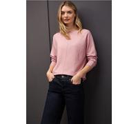 Rundhalspullover STREET ONE, Damen, Gr. 34, powder pink meliert, Stoff, 30% Polyester, 29% Polyacryl, 21% Viskose, 20% Nylon, unifarben, normal normal, U-Boot-Ausschnitt, Pullover, aus Feinstrick (554