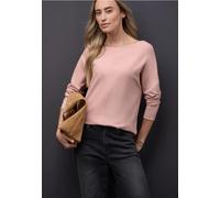 Rundhalspullover STREET ONE, Damen, Gr. 44, faded rose meliert, Stoff, 30% Polyester, 29% Polyacryl, 21% Viskose, 20% Nylon, unifarben, normal normal, U-Boot-Ausschnitt, Rollsaum, Pullover, aus Feinst