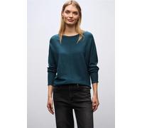 Rundhalspullover STREET ONE, Damen, Gr. 46, tide blau, Stoff, 30% Polyester, 29% Polyacryl, 21% Viskose, 20% Nylon, unifarben, normal normal, U-Boot-Ausschnitt, Pullover, aus Feinstrick (31278800-46)