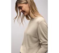 Rundhalspullover STREET ONE, Damen, Gr. 36, cotton beige, Stoff, 86% Viskose, 14% Polyester, unifarben, comfort fit normal, Rundhals, Bündchen, Pullover Rundhalspullover, Basic (67064523-36) cotton be