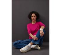 Rundhalspullover STREET ONE, Damen, Gr. 44, magenta dream, Stoff, 86% Viskose, 14% Polyester, unifarben, normal normal, Rundhals, Rippbündchen, Pullover Rundhalspullover, mit Rundhalsausschnitt (34737