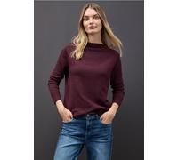 Strickpullover STREET ONE, Damen, Gr. 44, wildberry rot, Stoff, 33% Polyester, 31% Polyacryl, 24% Baumwolle, 12% Polyamid, unifarben, normal normal, U-Boot-Ausschnitt, Rippbündchen, Pullover, mit U-Bo