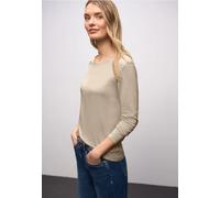 Rundhalsshirt STREET ONE, Damen, Gr. 46, cotton beige, Jersey, Obermaterial: 50% Baumwolle, 50% Modal, unifarben, tailliert hüftbedeckend, Rundhals, Shirts Rundhalsshirt (66433062-46) cotton beige