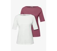 Street One Frauen Basic Shirt im 2er-Pack in Multicolour|Pink|Weiß, Gr: 38