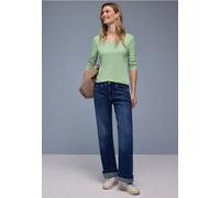 Street One Frauen Basic Shirt mit blickdichter Front in Grün, Gr: 46