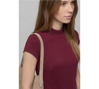 Stehkragenshirt STREET ONE, Damen, Gr. 44, truffle rot, Web, 50% Baumwolle, 50% Modal, unifarben, normal normal, hoch geschlossener Ausschnitt, abgesteppt, Shirts Stehkragenshirt, Basic (76834038-44)
