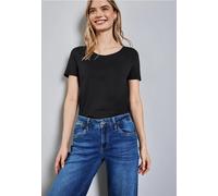 Street One Frauen Basic T-Shirt in Unifarbe in Schwarz, Gr: 36
