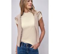 Street One Frauen Basic T-Shirt mit Turtle Neck in Beige, Gr: 42