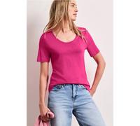 Street One Frauen Basic T-Shirt mit V-Neck in Pink, Gr: 40