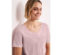 Street One Frauen Basic T-Shirt mit V-Neck in Rosa, Gr: 36