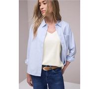 Street One Frauen Basic T-Shirt mit V-Neck in Unifarbe in Weiß, Gr: 46