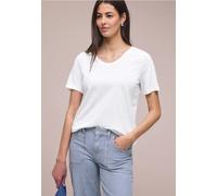 Street One Frauen Basic T-Shirt mit V-Neck in Weiß, Gr: 38