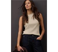 Street One Frauen Basic Top mit Rippstruktur in Beige, Gr: 40