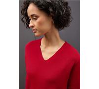 Strickpullover STREET ONE, Damen, Gr. 42, rot (racing rot), Stoff, 50% Viskose, 28% Polyester, 22% Polyamid, Strukturmuster, normal normal, V-Ausschnitt, Bündchen, Pullover, aus softem Materialmix (57