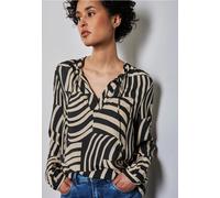 Langarmbluse STREET ONE, Damen, Gr. 36, schwarz, Stoff, 100% Viskose, bedruckt, normal normal, Rundhals, Bündchen, Blusen, aus seidiger Viskose (88331821-36) schwarz