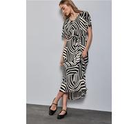 Street One Frauen Bedrucktes Maxi-Kleid in Schwarz, Gr: 44