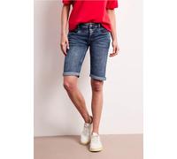 Bermudas STREET ONE "Style Jane", Damen, Gr. 25, N-Gr, blau (medium blau random), Denim/Jeans, Obermaterial: 79% Baumwolle, 15% Polyester (REPREVE), 4% Elastomultiester, 2% Elasthan, unifarben, casual