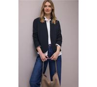 Sweatblazer STREET ONE, Damen, Gr. 46, shadowed navy, Jersey, 71% Polyester, 26% Viskose, 3% Elasthan, unifarben, normal normal, V-Ausschnitt, Bündchen, Blazer, Jersey (37547461-46) shadowed navy