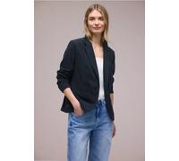 Kurzblazer STREET ONE, Damen, Gr. 34, shadowed navy, Stoff, Obermaterial: 100% Polyester; Futter: 100% Polyester, unifarben, normal normal, V-Ausschnitt, abgesteppt, Blazer Kurzblazer, mit Reverskrage