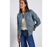 Blouson STREET ONE, Damen, Gr. 38, blau (slate blau), Stoff, Obermaterial: 55% Polyester, 45% Polyamid; Futter: 100% Polyester; Füllung: 100% Polyester, unifarben, casual, normal normal, hoch geschlos