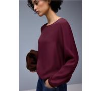 Langarmbluse STREET ONE, Damen, Gr. 46, truffle rot, Stoff, 100% Viskose, unifarben, normal normal, U-Boot-Ausschnitt, elastischer Bund, Blusen, mit Elastikbund (65515043-46) truffle rot