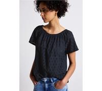 Street One Frauen Bluse mit Lochstickerei in Blau, Gr: 34