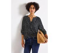 Langarmbluse STREET ONE, Damen, Gr. 38, blau (deepwater blau), Stoff, 100% Viskose, bedruckt, normal normal, V-Ausschnitt, angesetztes Bündchen, Blusen, Feel Good Fit (31944200-38) deepwater blau