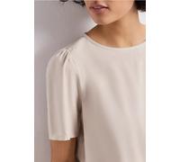 Street One Frauen Bluse mit Rundhals und kurzen Puffärmeln in Beige, Gr: 44