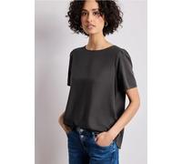 Street One Frauen Bluse mit Rundhals und kurzen Puffärmeln in Braun, Gr: 34