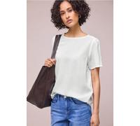 Street One Frauen Bluse mit Rundhals und kurzen Puffärmeln in Weiß, Gr: 34