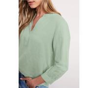 Street One Frauen Bluse mit Split Neck aus Leinenmix in Grün, Gr: 34