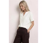Shirtbluse STREET ONE, Damen, Gr. 38, sanftes weiß, Web, 60% Leinen, 40% Baumwolle, unifarben, normal normal, Rundhals, Bündchen, Blusen, mit Leinenanteil (68140034-38) sanftes weiß