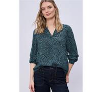 Langarmbluse STREET ONE, Damen, Gr. 38, cool vintage grün, Stoff, 100% Viskose, gemustert, normal normal, Rundhals, Bündchen, Blusen, aus softer Viskose (40999842-38) cool vintage grün